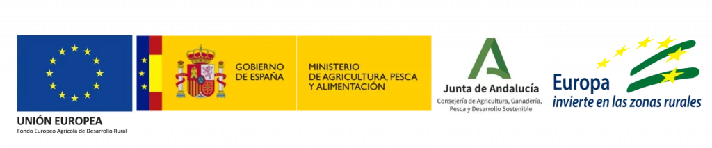 Unión Europea, Fondo Europeo Agrícola de Desarrollo Rural; Gobierno de España, Ministerio de Agricultura, Pesca y Alimentación; Junta de Andalucía, Consejería de Agricultura, Ganadería, Pesca y Desarrollo Sostenible; Europa invierte en las zonas rurales