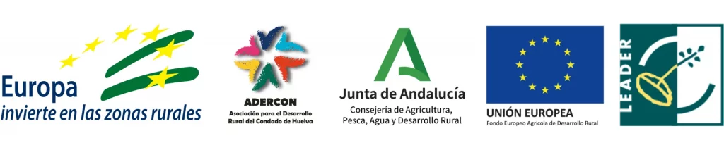 Europa invierte en las zonas rurales; ADERCON, Asociación para el Desarrollo Rural del Condado de Huelva; Junta de Andalucía, Consejería de Agricultura, Pesca, Agua y Desarrollo Rural; Unión Europea, Fondo Europeo Agrícola de Desarrollo Rural; LEADER